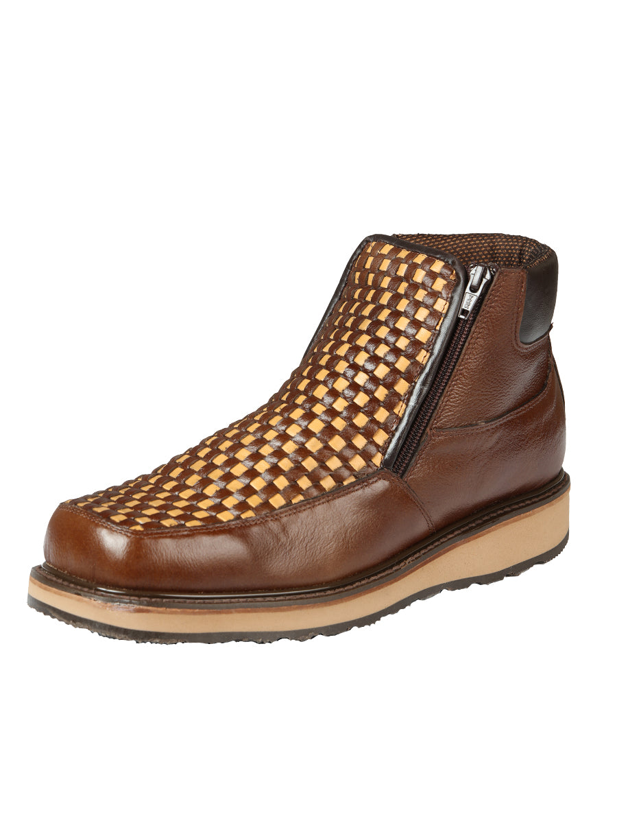 El General Men’s Ankle Boot with Zipper - Woven Brown/Honey
45185