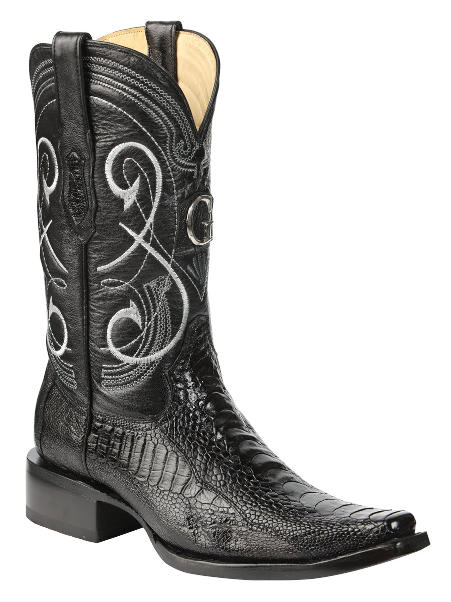 El General Men's Exotic Ostrich Leg Cowboy Boots - Black 45067