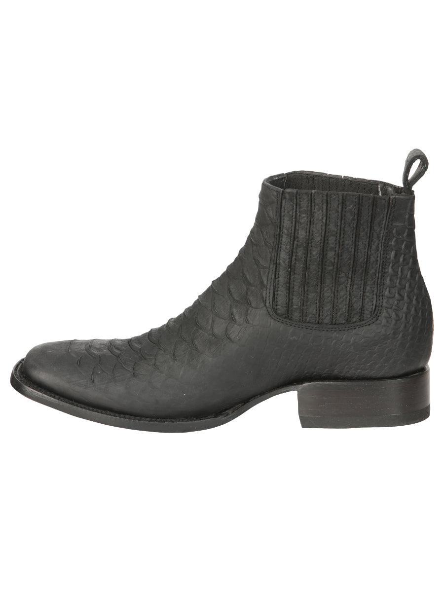 El General Men’s Python Imitation Black Ankle Boots 45091