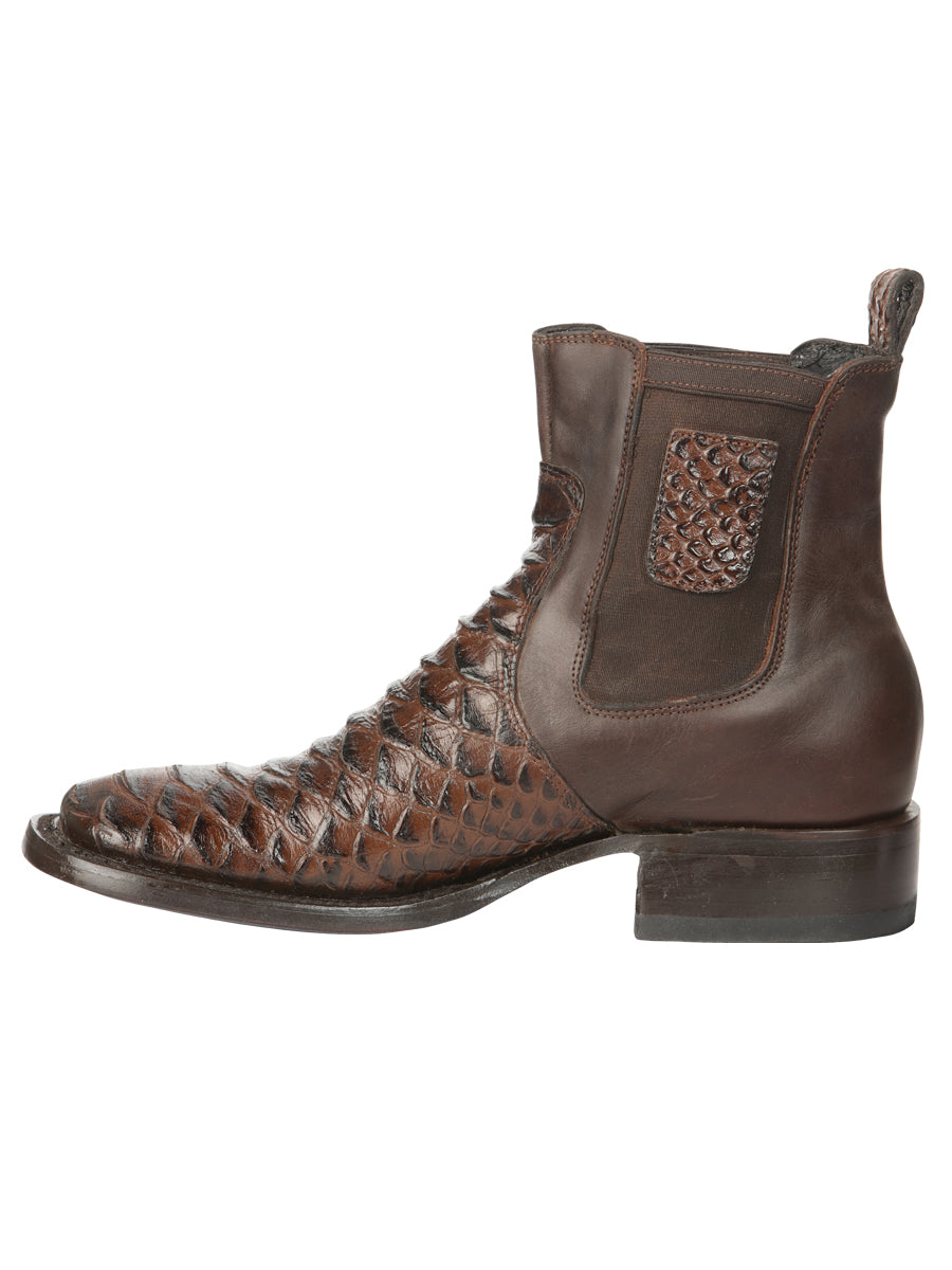 El General Men’s Python Imitation Brown Ankle Boots 45094