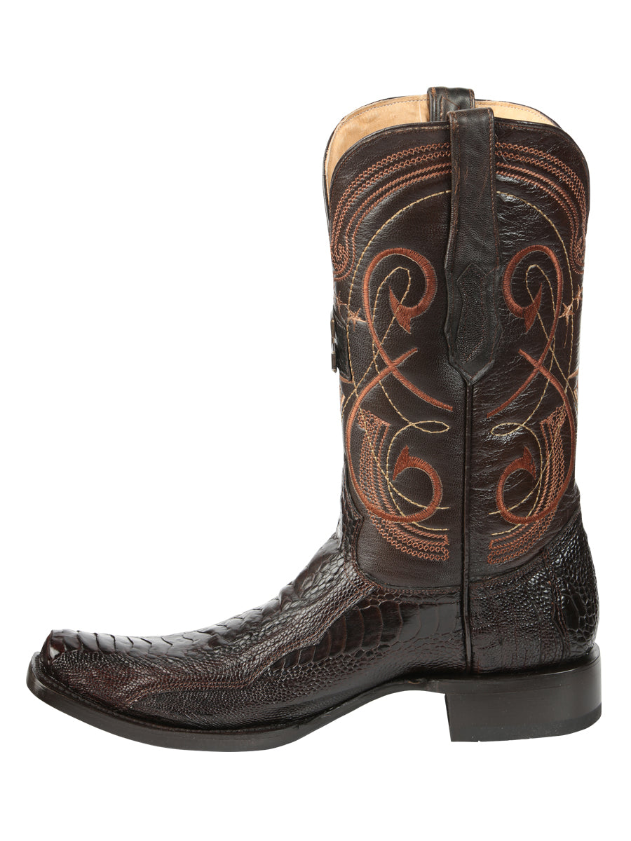El General Men's Exotic Ostrich Leg Cowboy Boots - Brown 45511