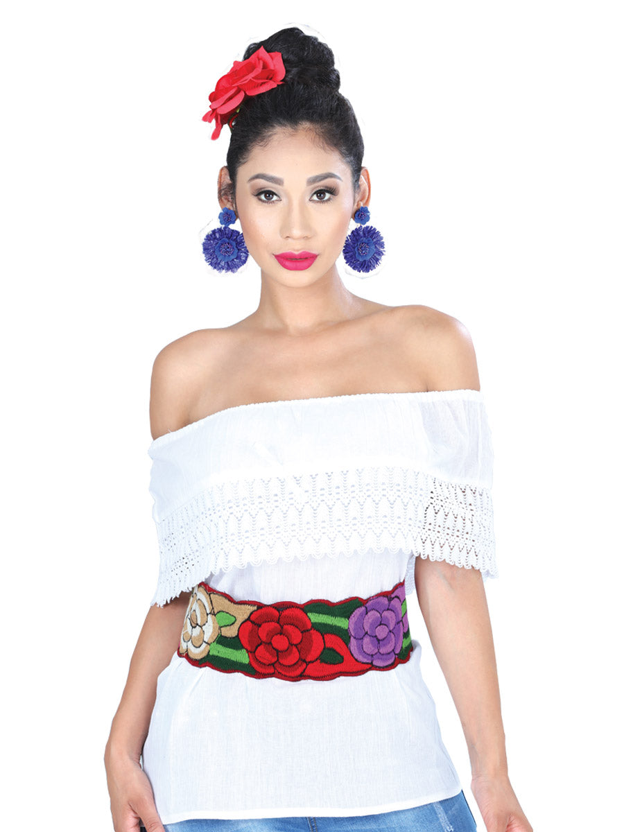 Cinturón bordado artesanal floral multicolor 601443