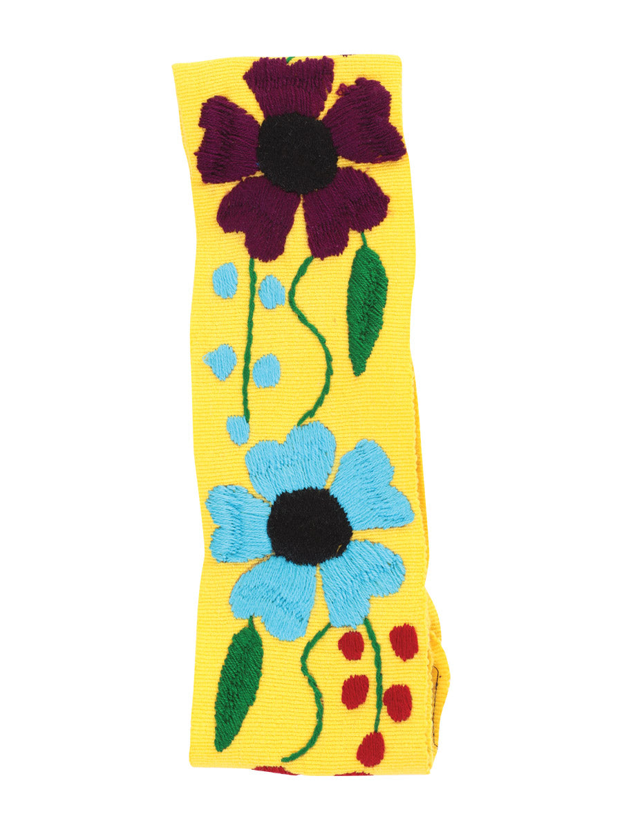 Cinturón Bordado Artesanal Floral 100% Acrílico Amarillo 602263