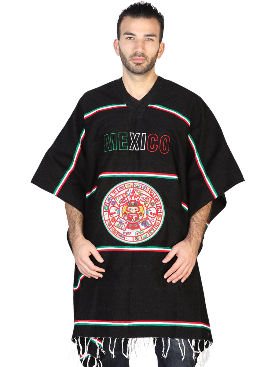 Artisanal Mexican Poncho 100% Acrylan Black 602562