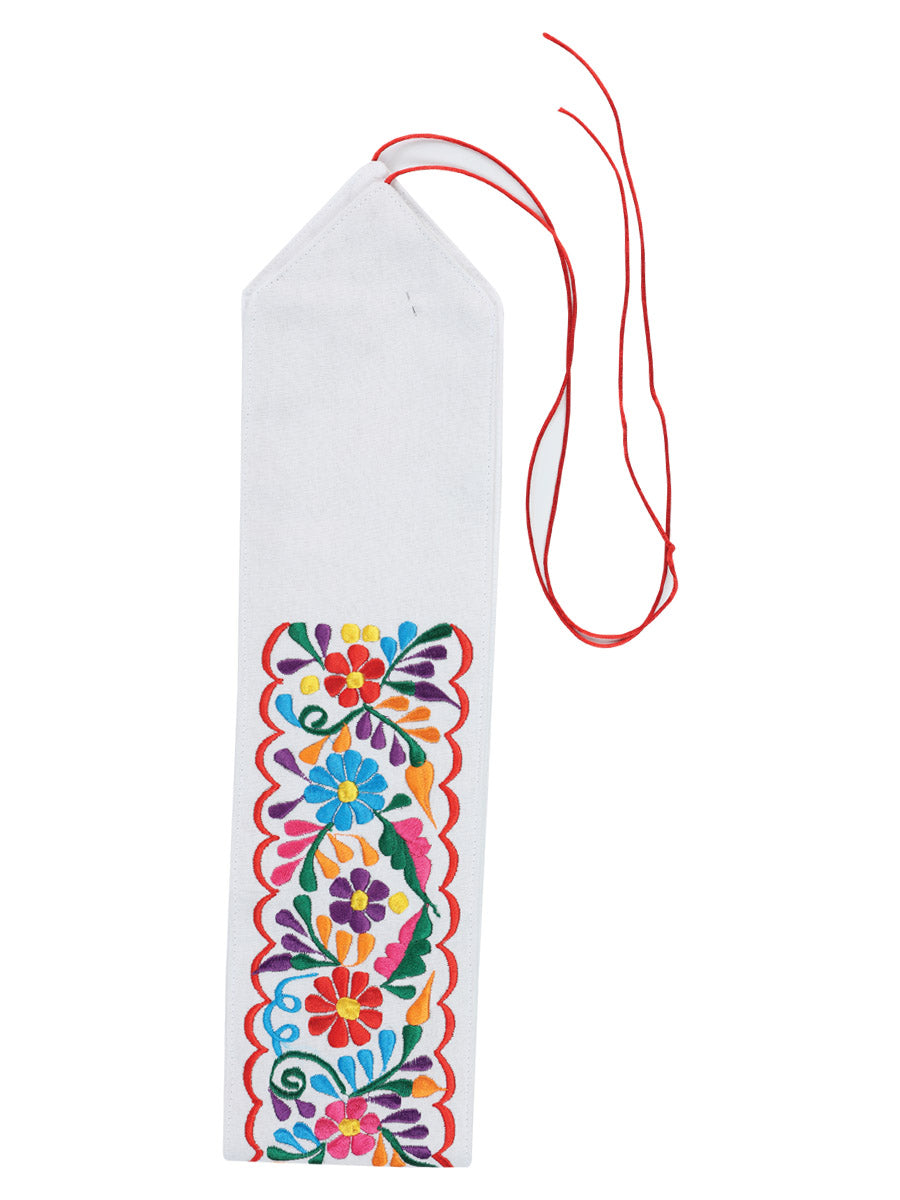 Cinturón bordado artesanal floral 100% acrílico blanco 603175