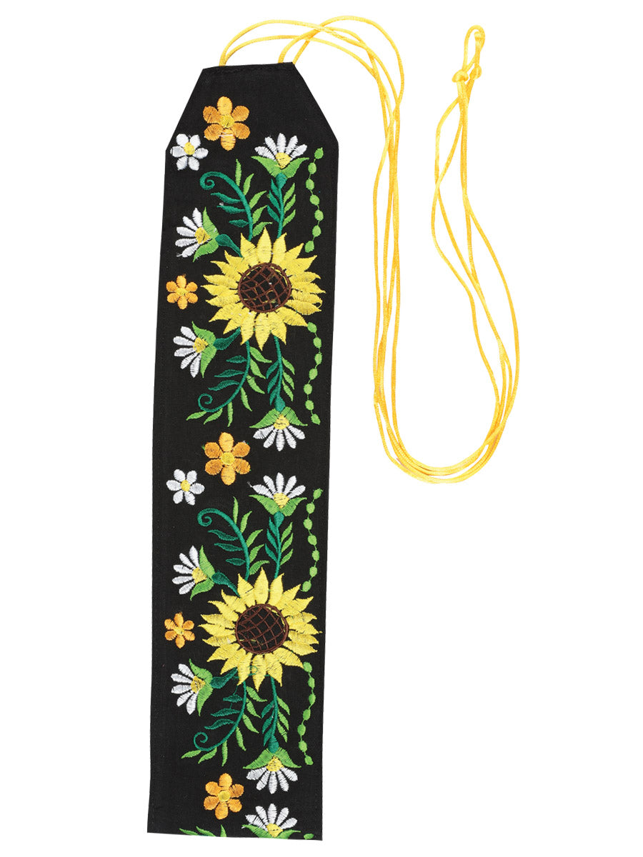 Cinturón Bordado Artesanal Floral 100% Acrílico Negro 603200