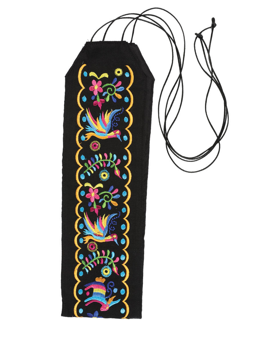 Cinturón Bordado Artesanal Floral 100% Acrílico Negro 603201