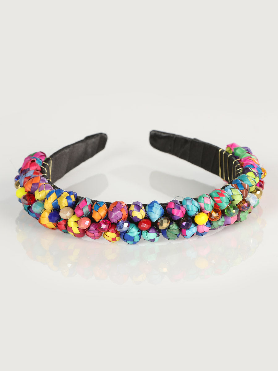 Artisanal Handcrafted Headband 100% Leaf Palm Multicolor 603276