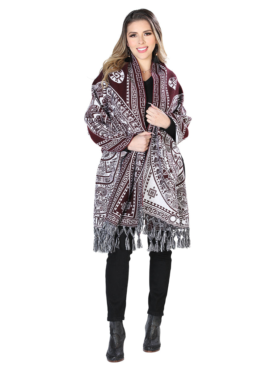 Mexican Artisanal Shawl 100% Acrylic Wine 603889